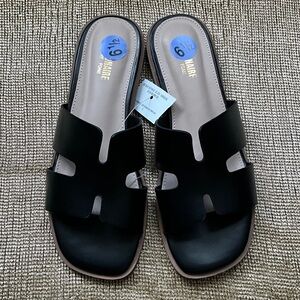 Black Slide Sandals for Women, Size 6.5, Brand New!
